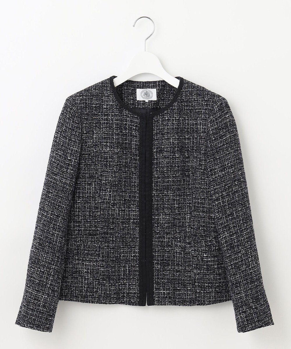 J.PRESS LADIES ファンシーツイード ノーカラー ジャケット 