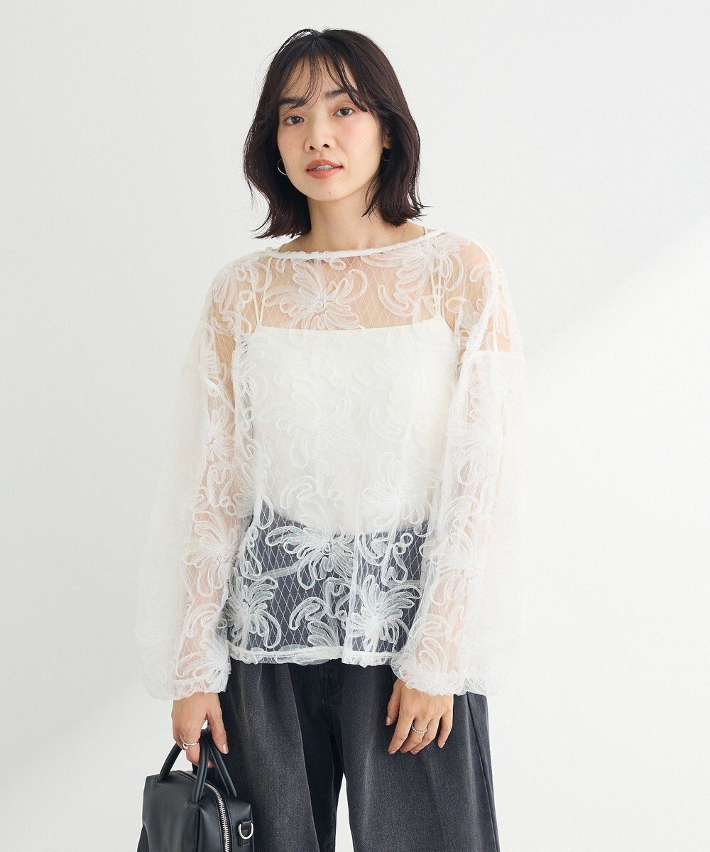 Green Parks チュールレイヤードブラウス 