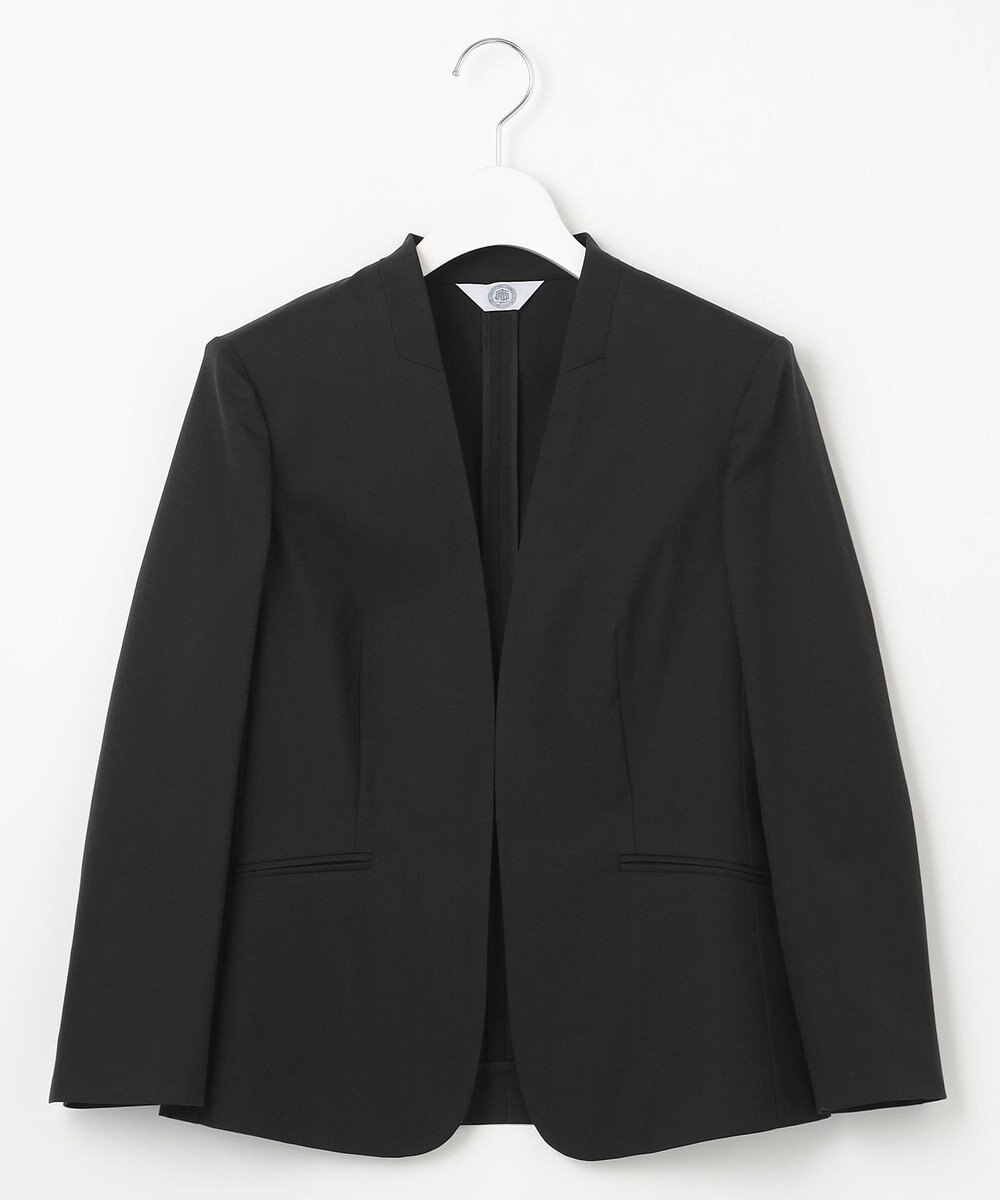 J.PRESS LADIES 【セットアップ対応・洗える・撥水・防汚】コットンFITTYシャーク ノーカラー ジャケット 