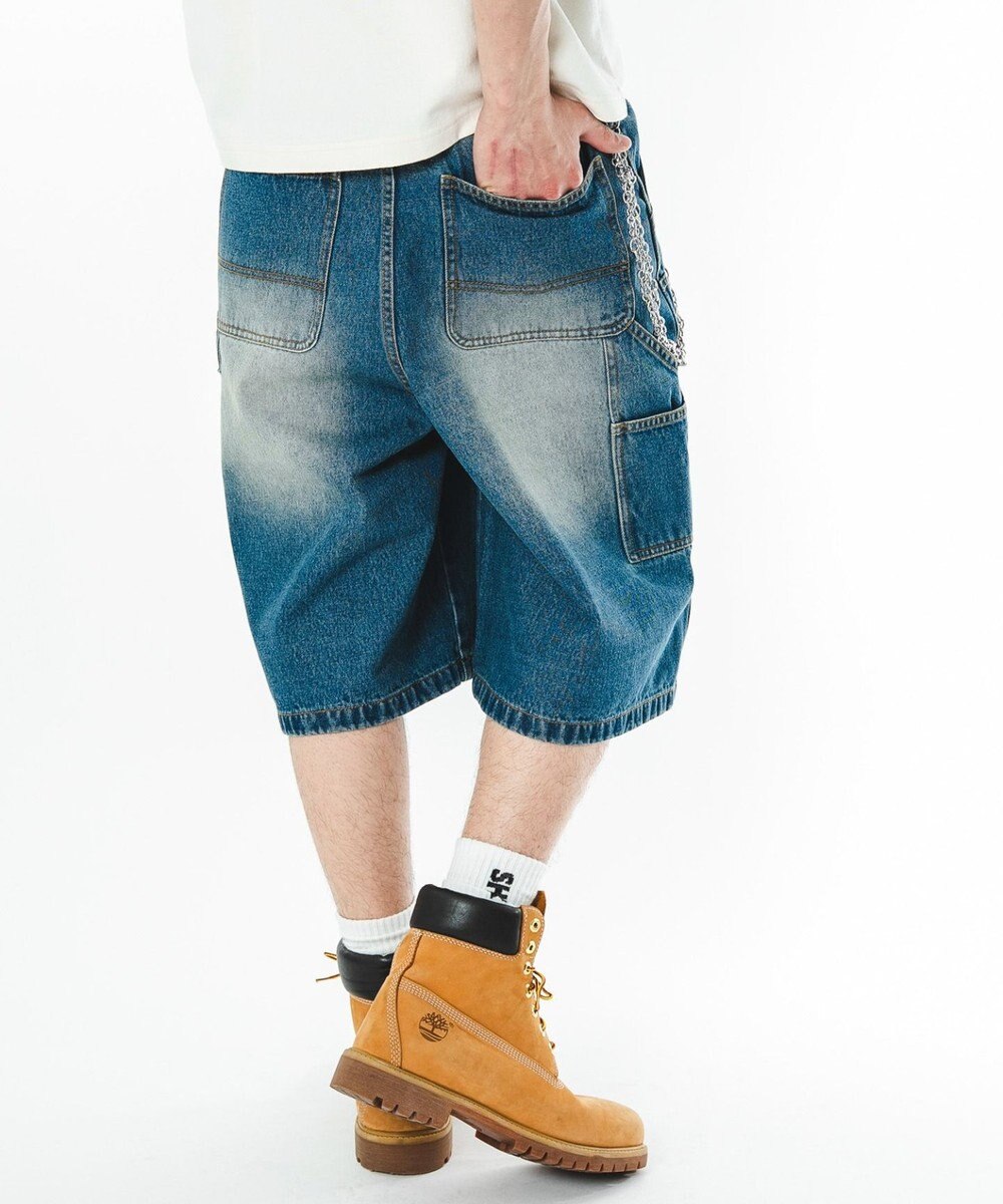 WEGO 【ユニセックス着用ITEM】ダブルニーデニムショーツ 