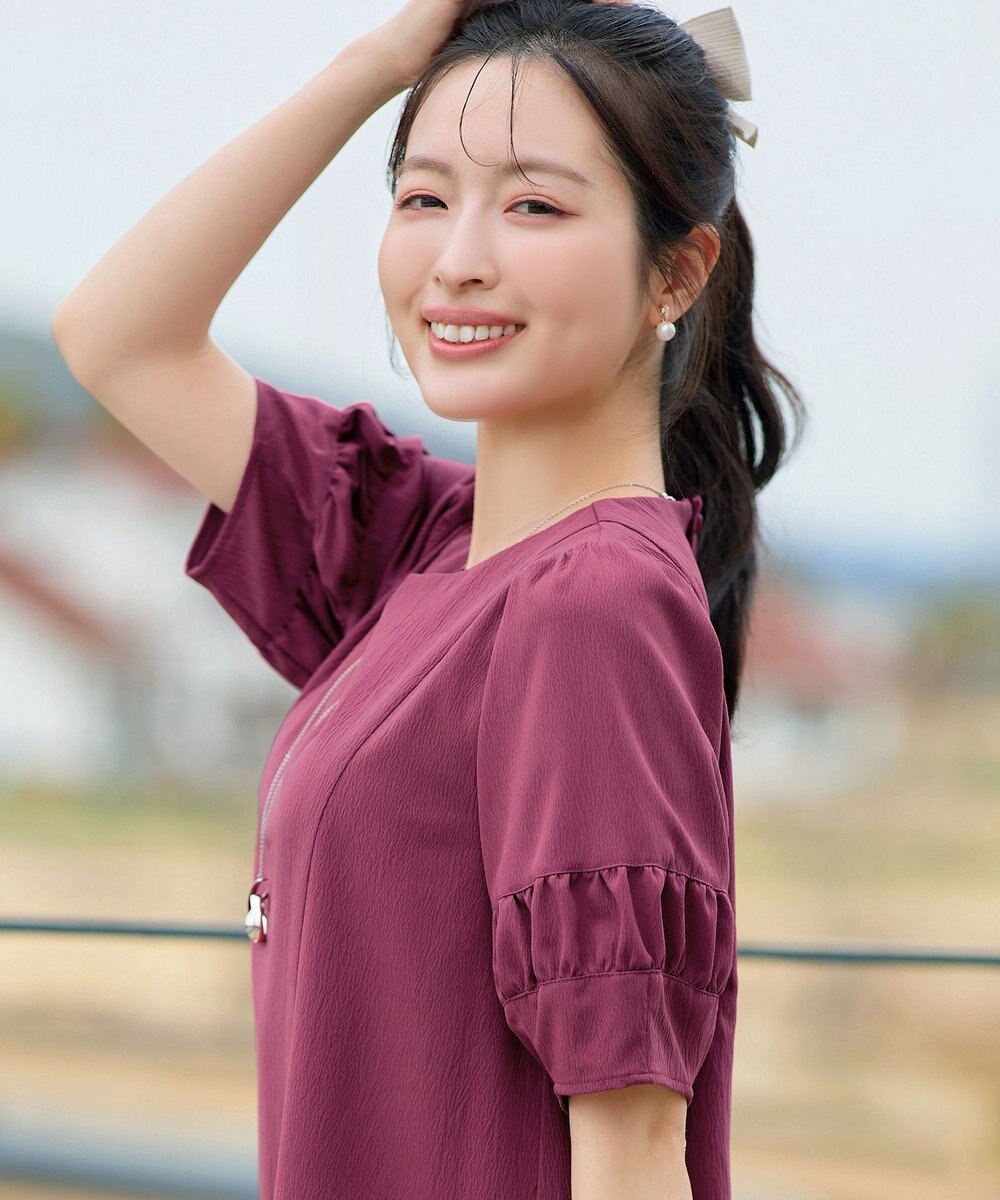 Tiaclasse 【選べる着丈・新色追加】ギャザーランタンスリーブワンピース 