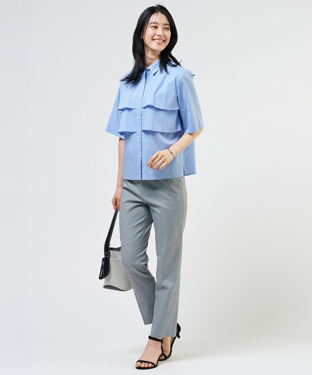 J.PRESS LADIES L 【WEB限定カラーあり・一枚で着映え】ラミーポプリン ティアード シャツ 