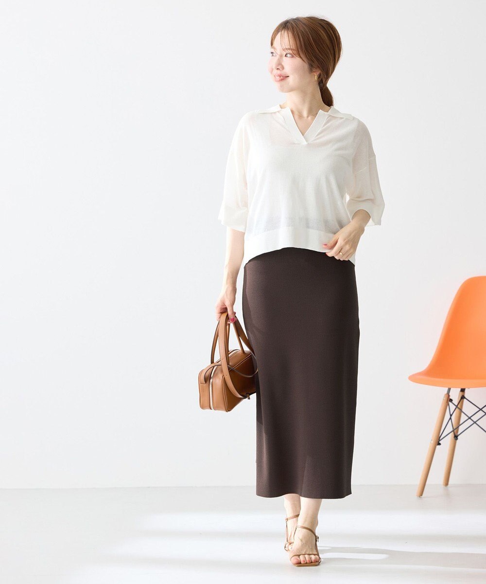 UNFILO L 【接触冷感/UVカット】スゴ機能美ニット Iラインスカート 