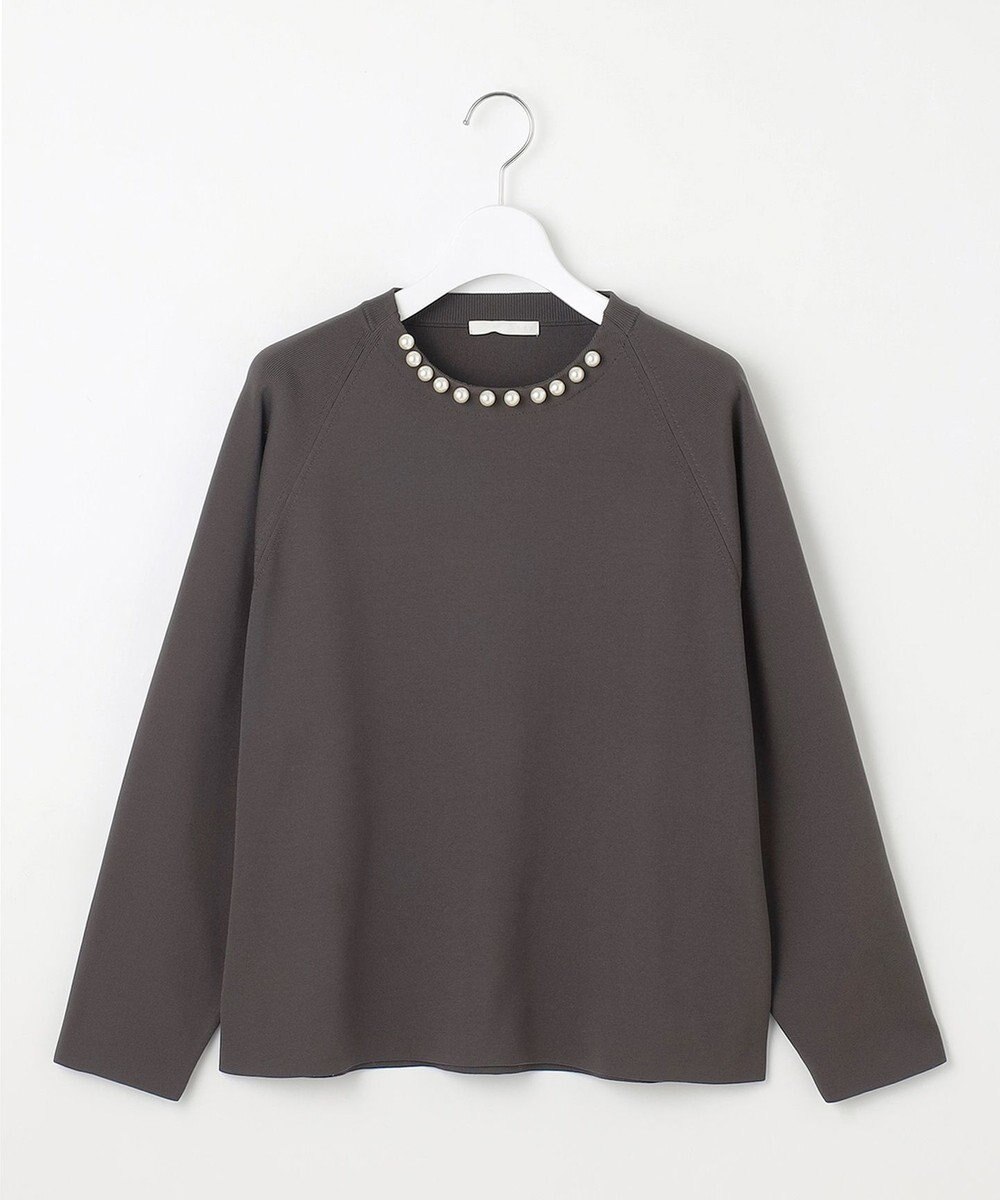 自由区 S 【洗える】パールディティールプルオーバー ニット 