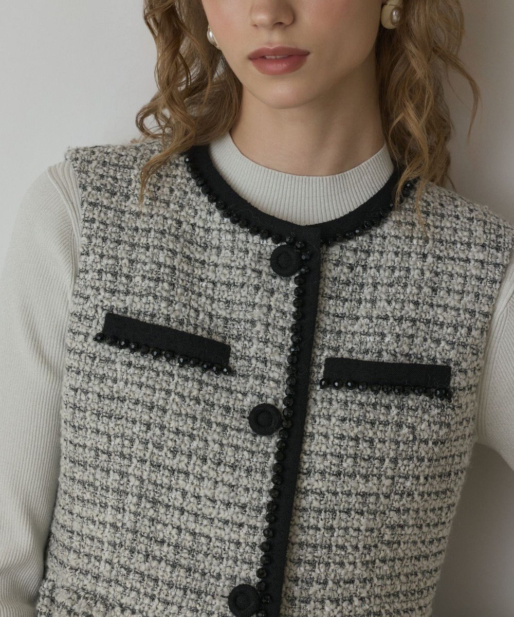 GRACE CONTINENTAL ツイードペプラムベスト 