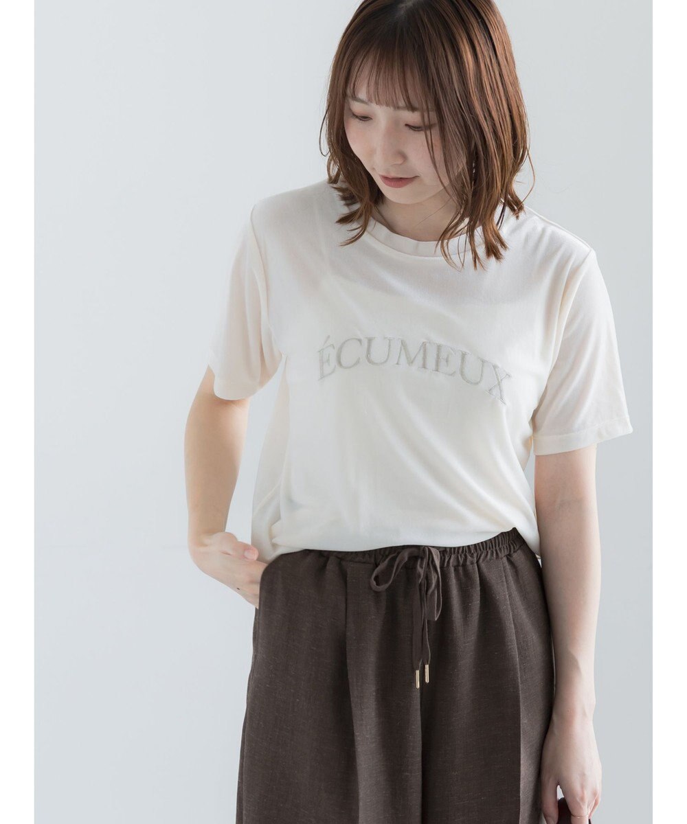 Te chichi シアーベロアロゴ刺繍Tシャツ 