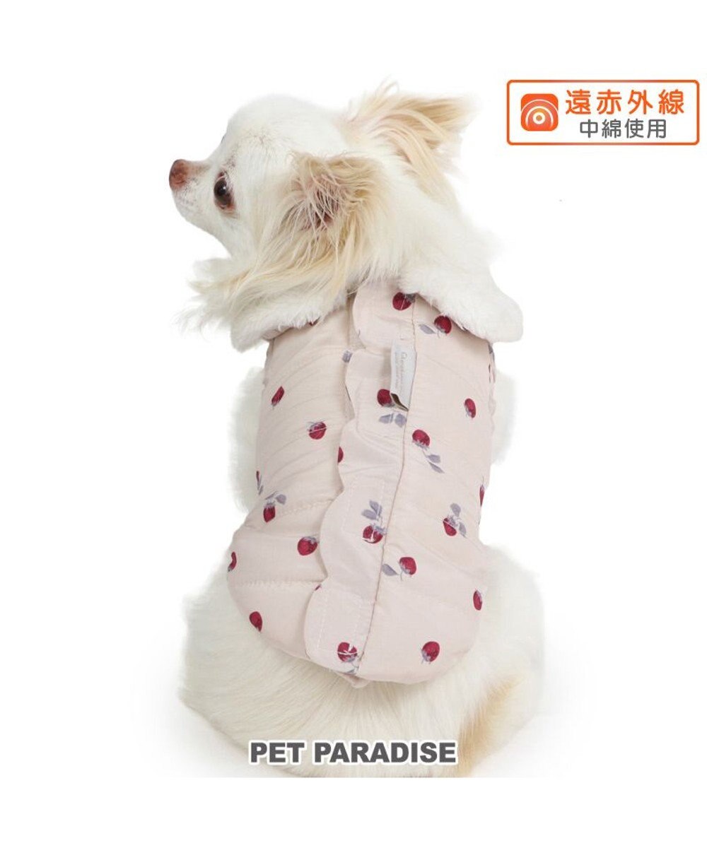 PET PARADISE ペットパラダイス 遠赤外線 背中開き 綿入りベスト 《苺》 超小型犬 小型犬 ホワイト