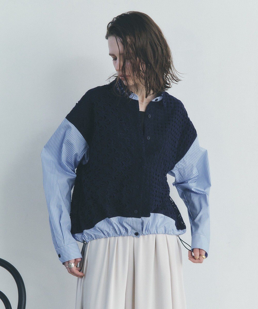 YECCA VECCA レースMIXレイヤードデザインシャツ 