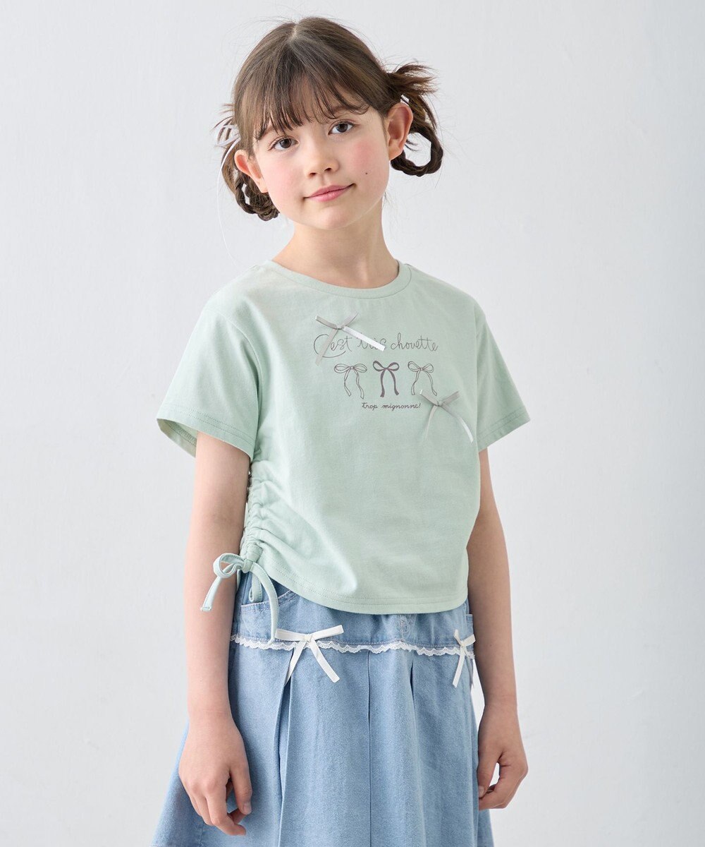 ANY KIDS 【洗濯機可能】ドロスト 裾リボンTシャツ 
