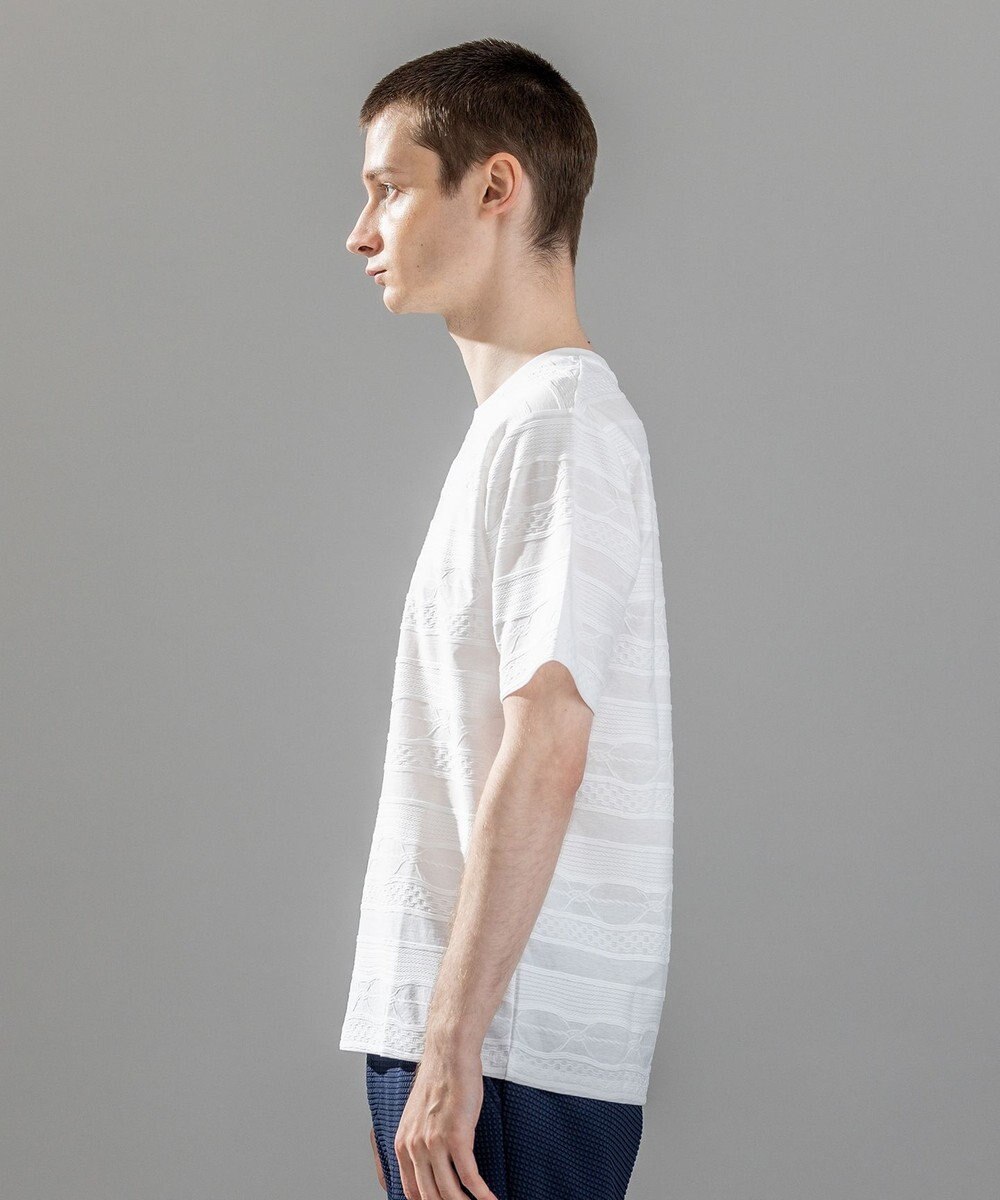 JOSEPH HOMME 新柄【ストレッチ/洗える】ジャガードボーダー　クルーネックTシャツ 