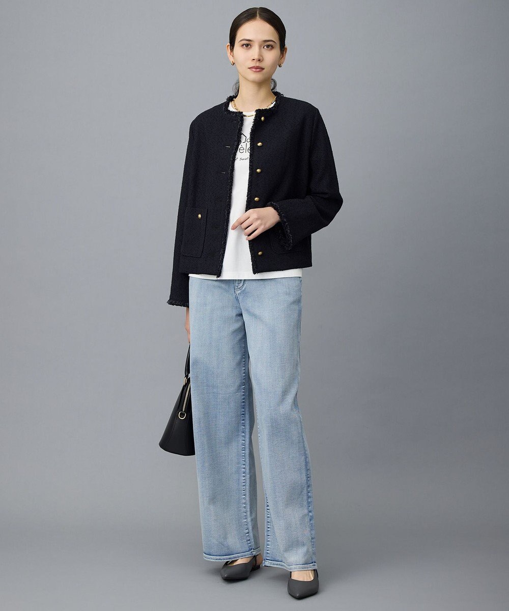 自由区 L 【19号サイズまで展開】ウスカルデニムワイドストレート パンツ 