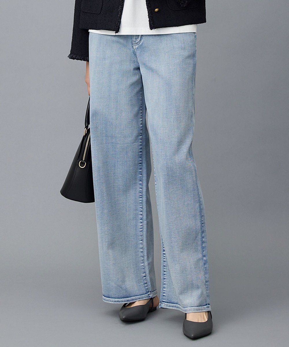 自由区 L 【19号サイズまで展開】ウスカルデニムワイドストレート パンツ 