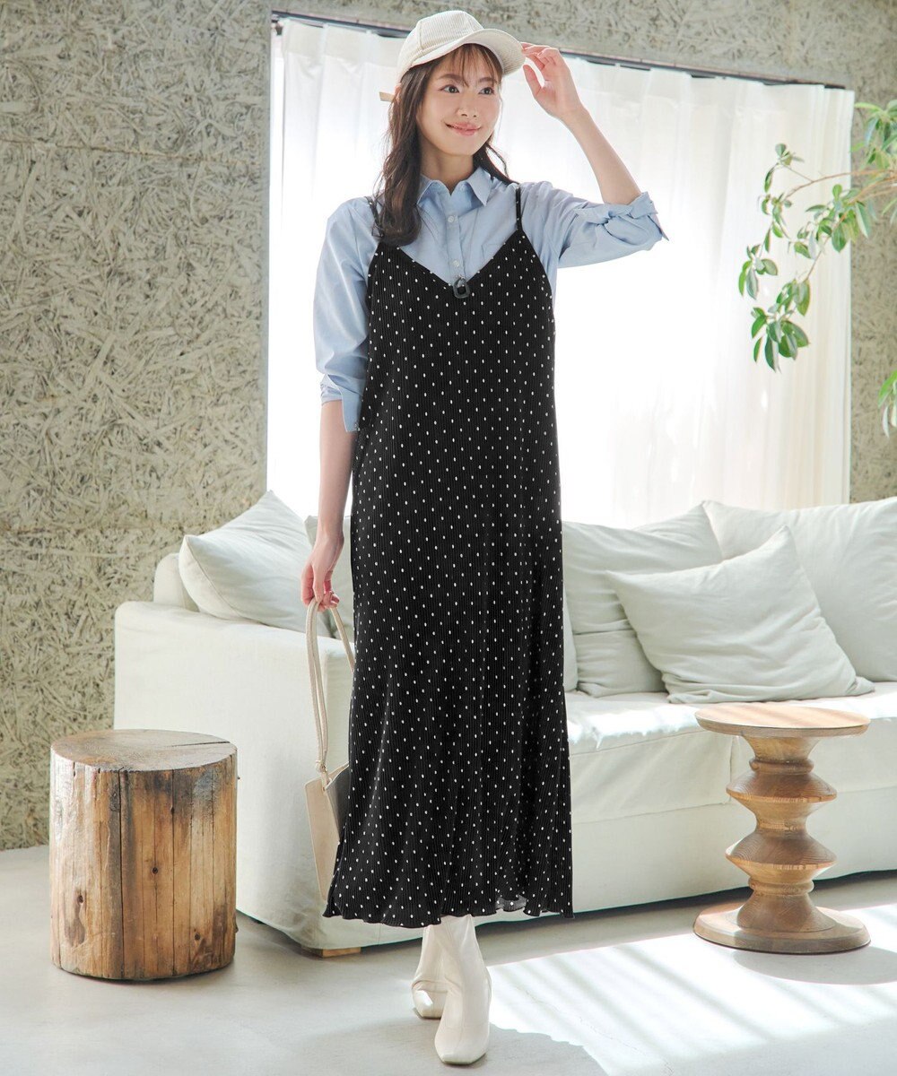 Tiaclasse 【洗える】プリーツキャミワンピース 