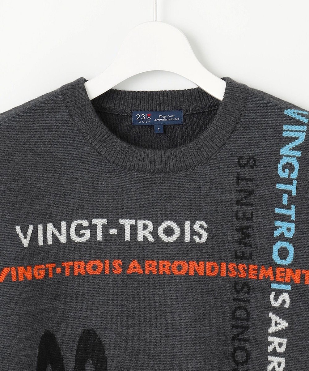 23区GOLF 【WOMEN】ロゴチェックジャガード　クルーネック ニット 