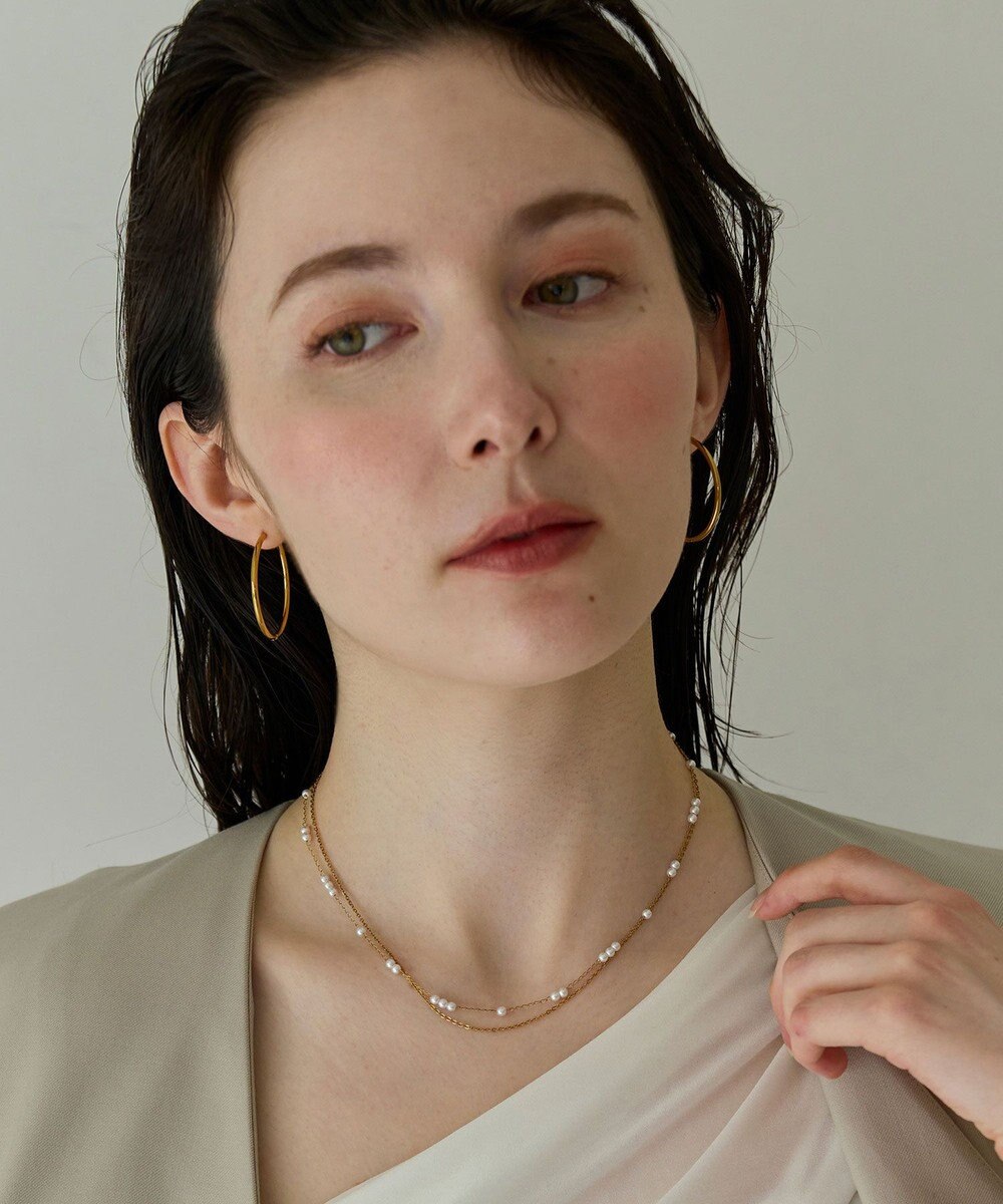 Phoebe 〈金属アレルギー対応〉レイヤードステーションパールネックレス　ゴールド　ステンレス 