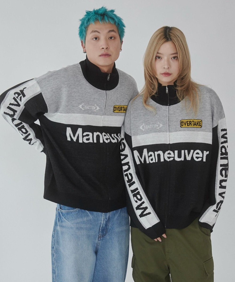 WEGO 【ユニセックス着用ITEM】レーシンググラフィックニットブルゾン 