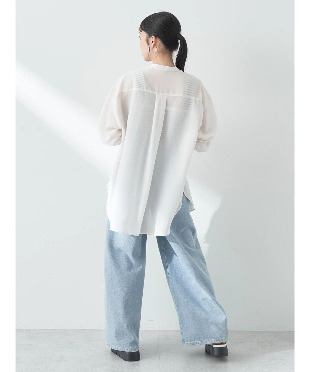 earth music&ecology シアーバンドカラーシャツ 