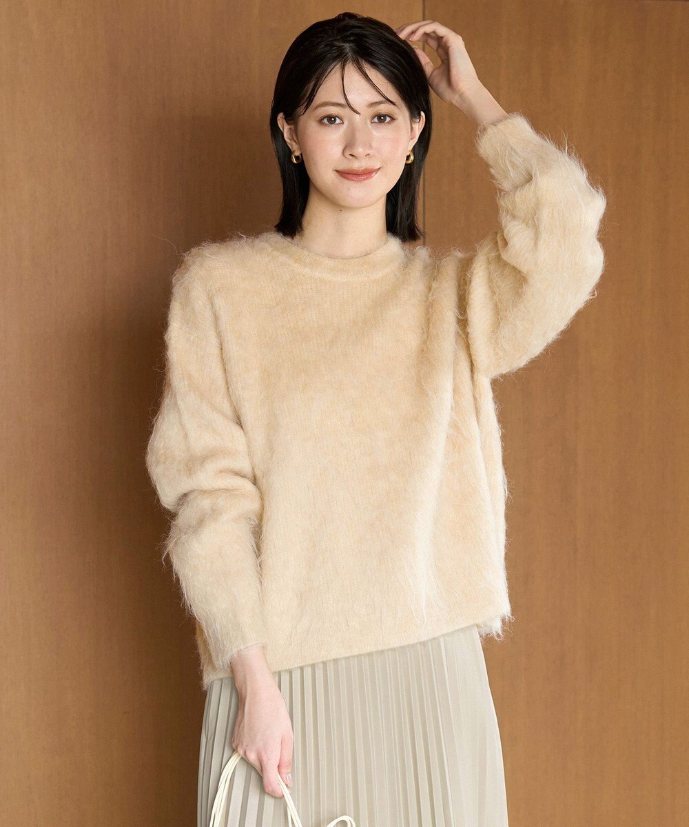 UNFILO L アルパカシャギー クルーネック プルオーバー 