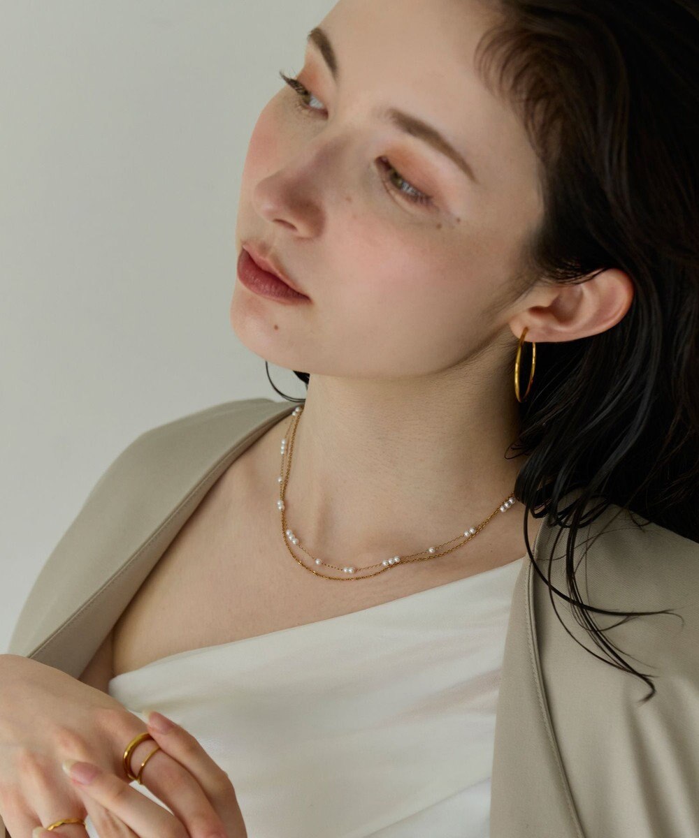 Phoebe 〈金属アレルギー対応〉レイヤードステーションパールネックレス　ゴールド　ステンレス 