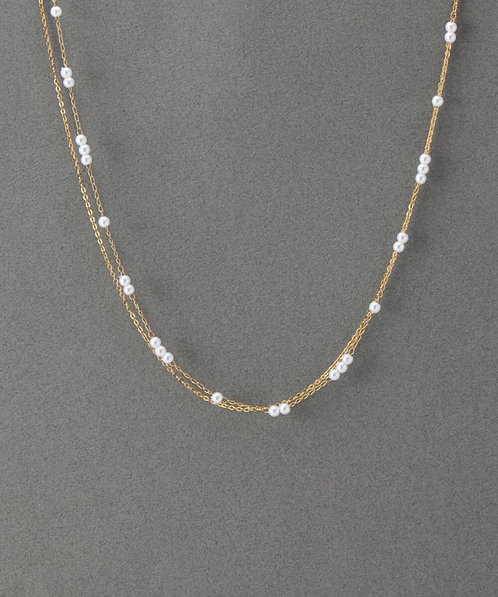 Phoebe 〈金属アレルギー対応〉レイヤードステーションパールネックレス　ゴールド　ステンレス 