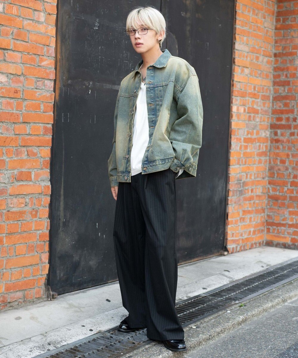 WEGO 【ユニセックス着用ITEM/MLサイズ展開】ヴィンテージライクBIGデニムジャケット 