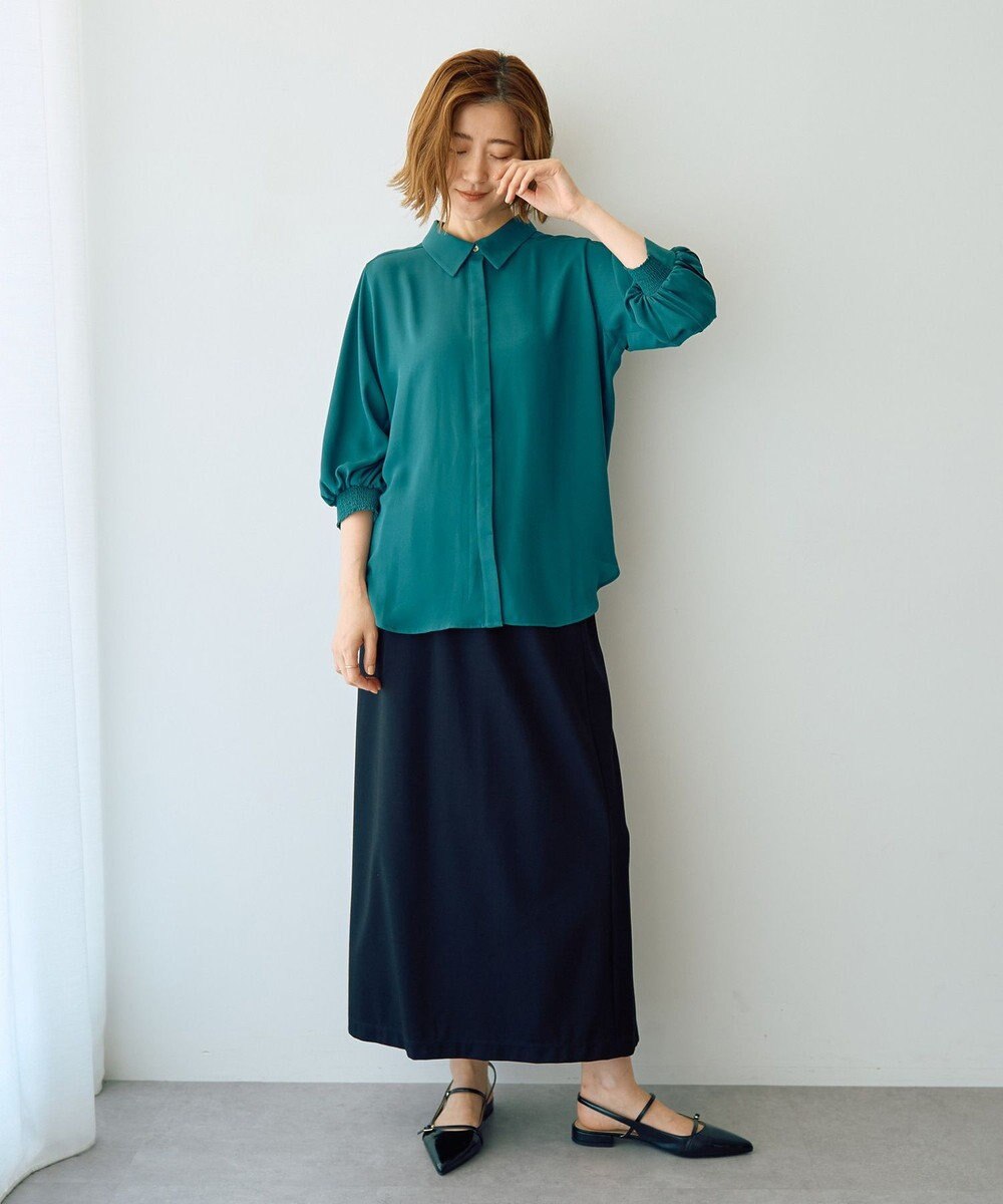 YECCA VECCA ラインプリーツスリーブシャツ 