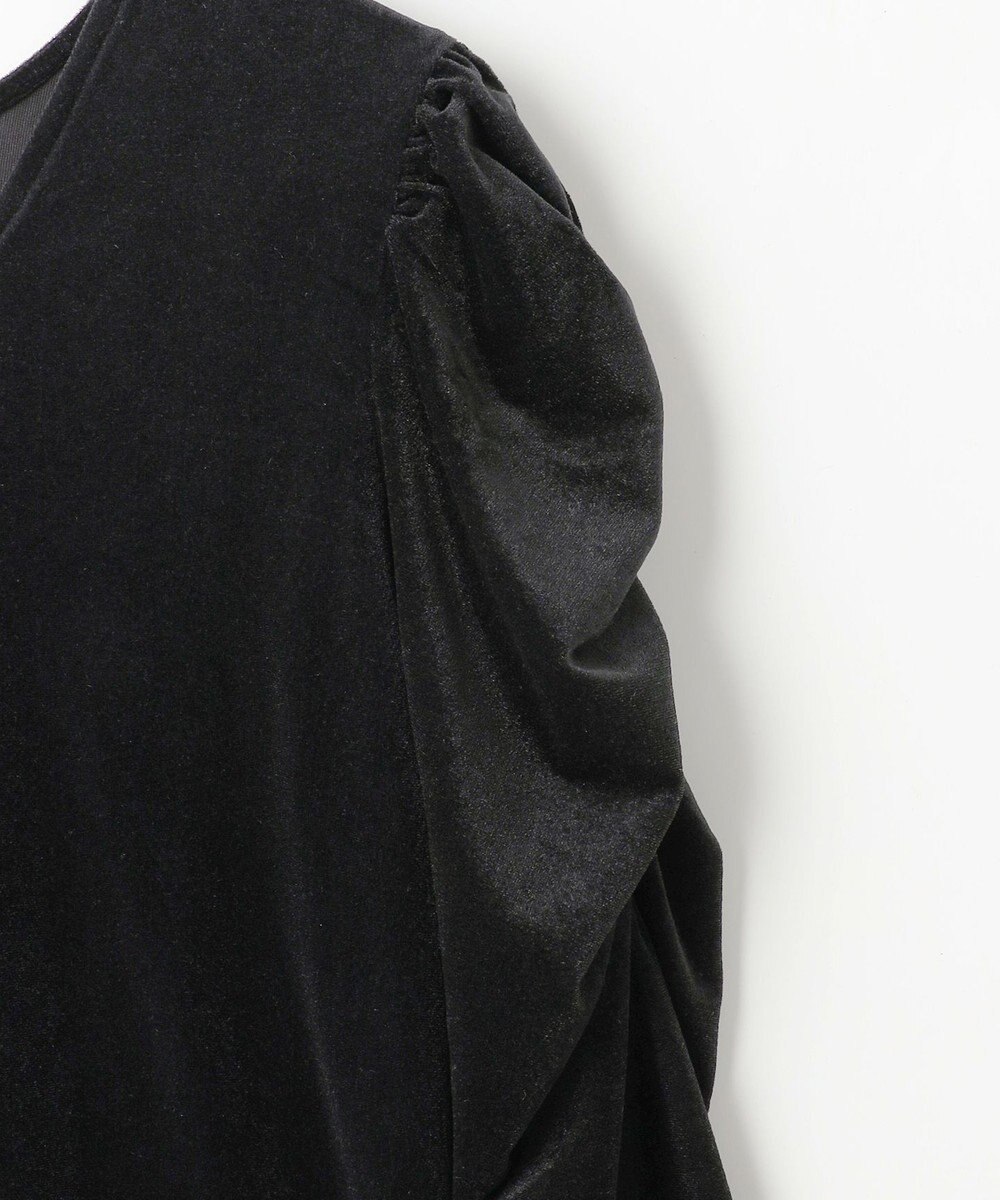 #Newans 【洗濯機可／ 前後着用可】 ギャザースリーブシアーベロアカーディガン 