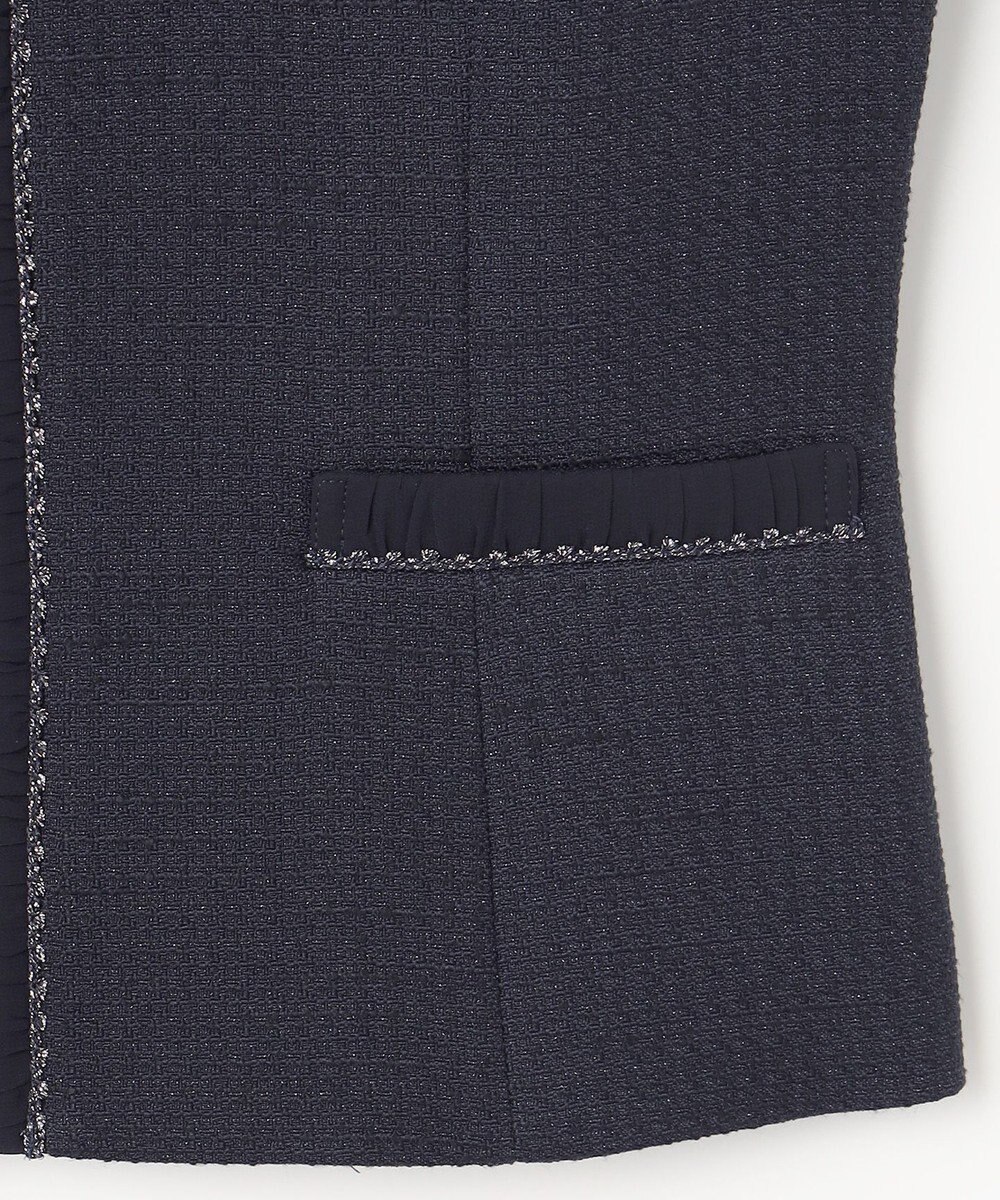 ANY SIS リップルボーダーストレッチ ノーカラージャケット 