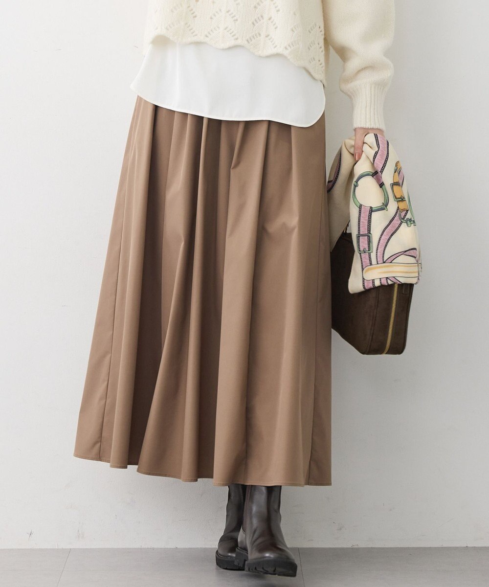 23区 【撥水加工/洗える】ブライトタフタ タック スカート 