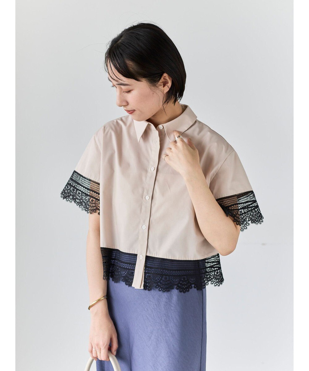 Te chichi レースヘムクロップトシャツ 