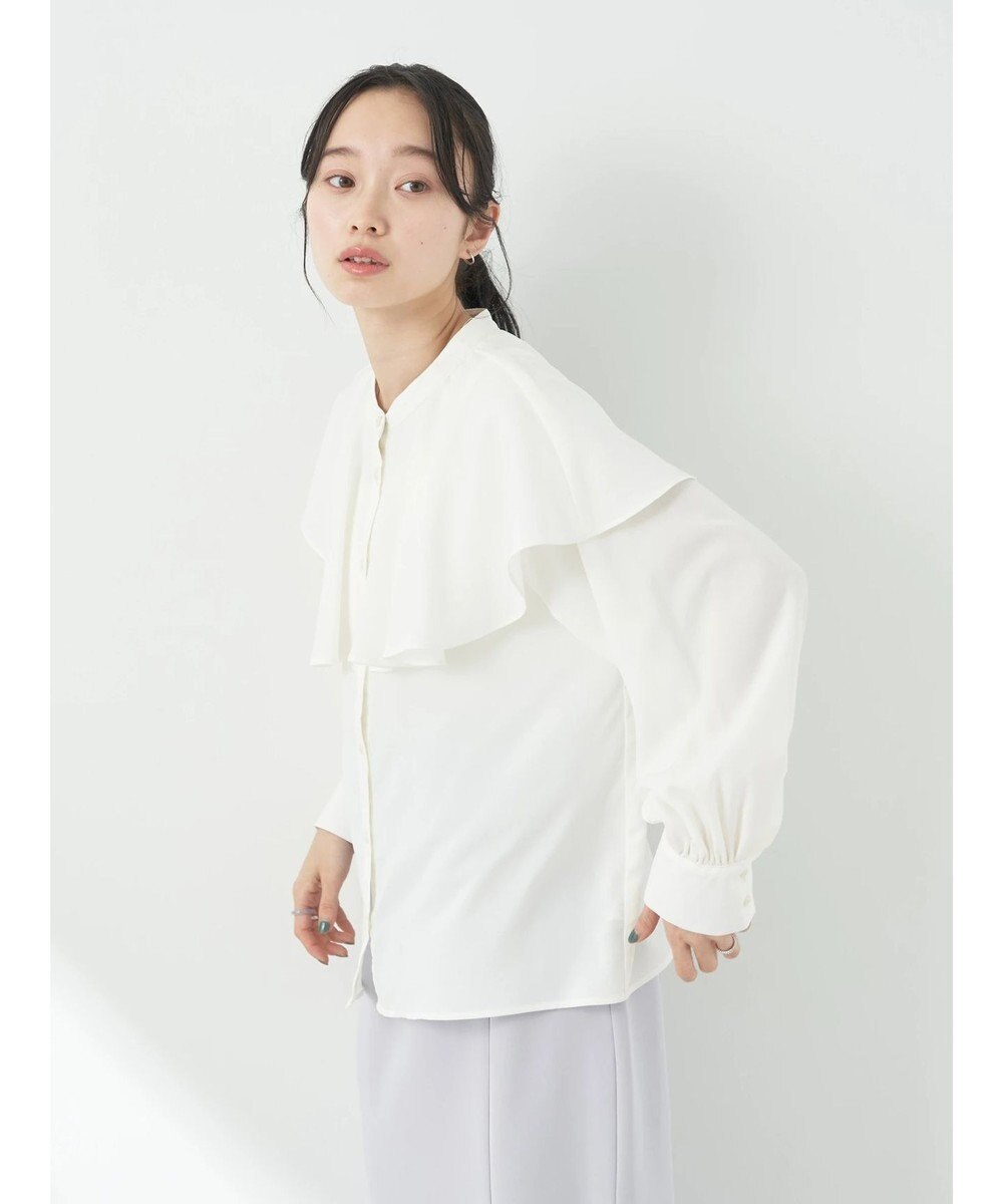 earth music&ecology ケープカラーブラウス 