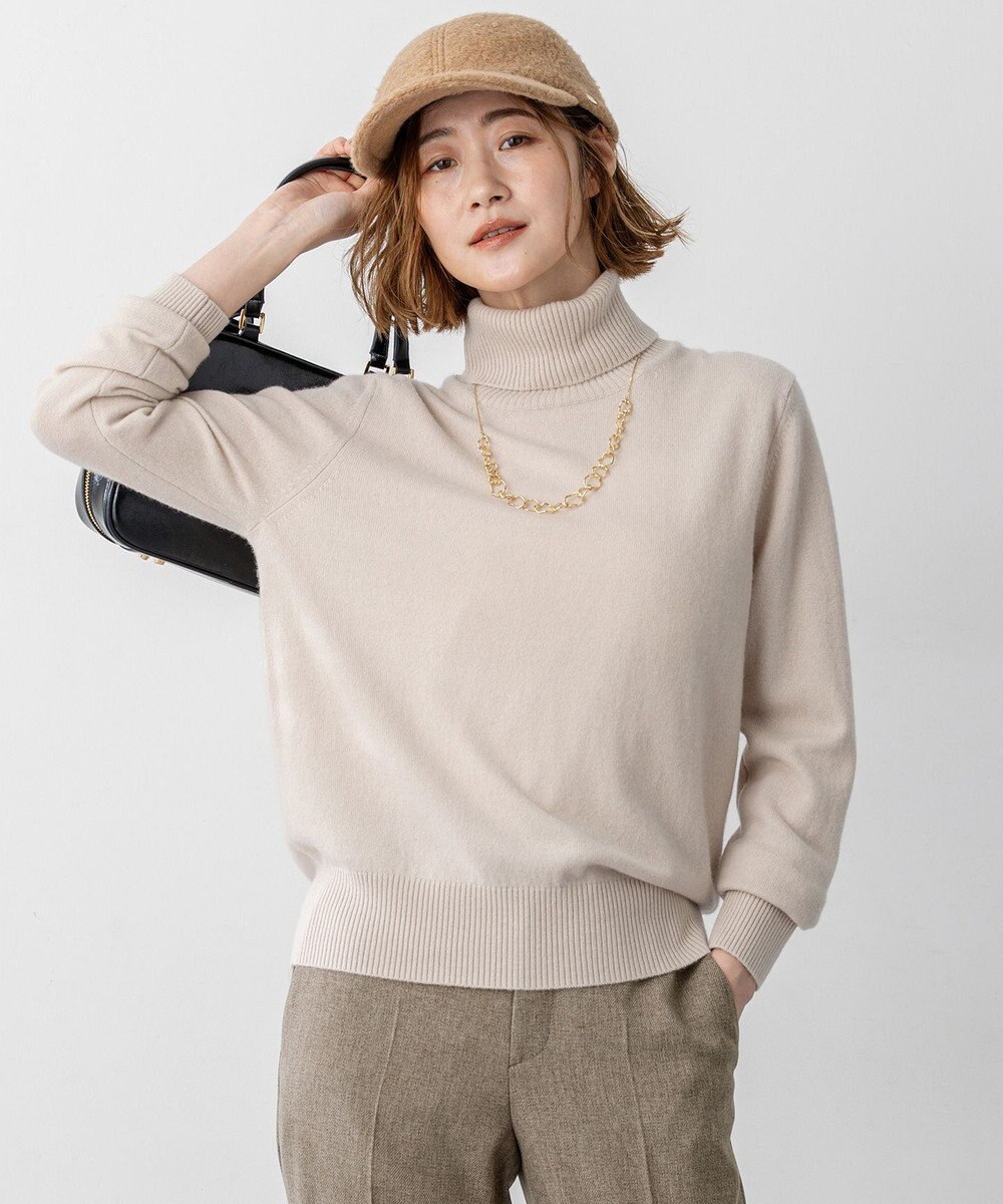 23区 L 【滝沢眞規子さん着用/Oggi掲載/洗える】ピュアカシミヤ タートルネック ニット 