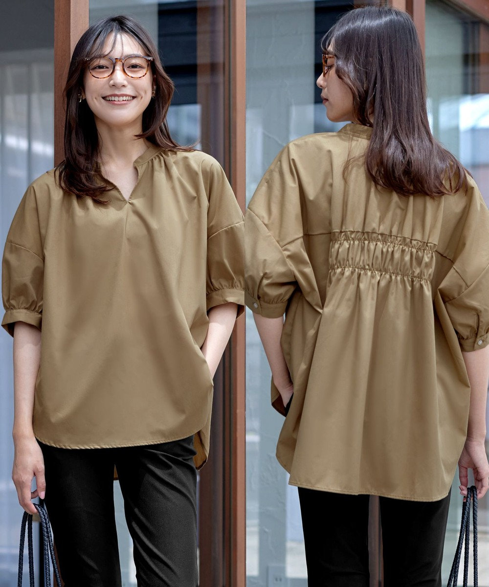 Tiaclasse 【洗える】バックギャザーシャツ 