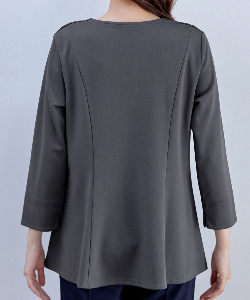 Tiaclasse L 【洗える】美ラインタックボタンカットソートップス 