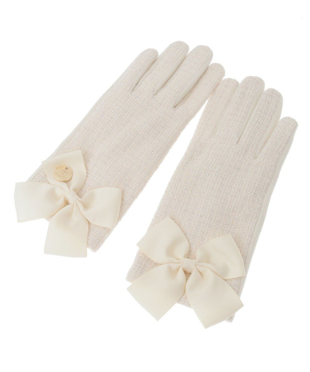 Maison de FLEUR ツイードリボングローブ 