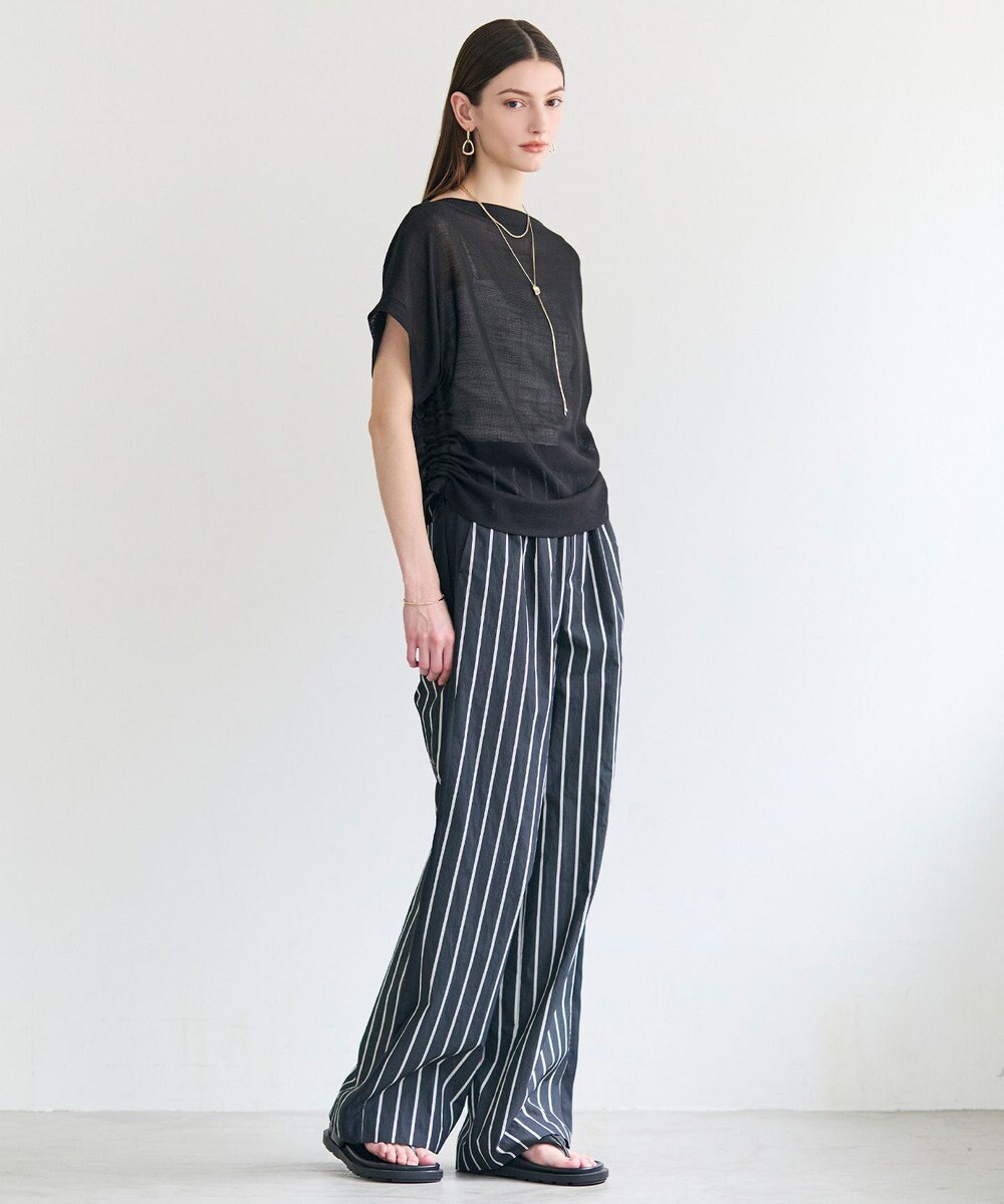 BEIGE， QUARTZ / 側章コンビ ストライプパンツ 