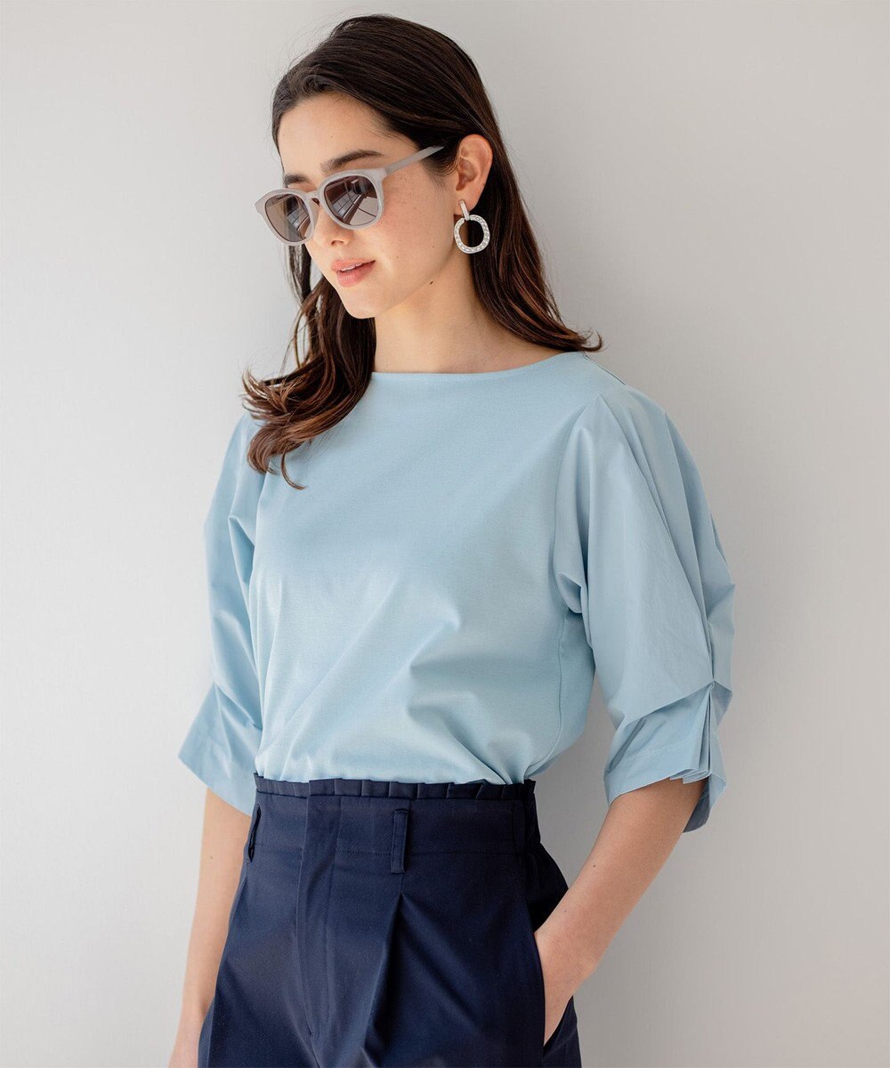 組曲 L 【洗える】プレーティングコンビブロー カットソーブラウス 