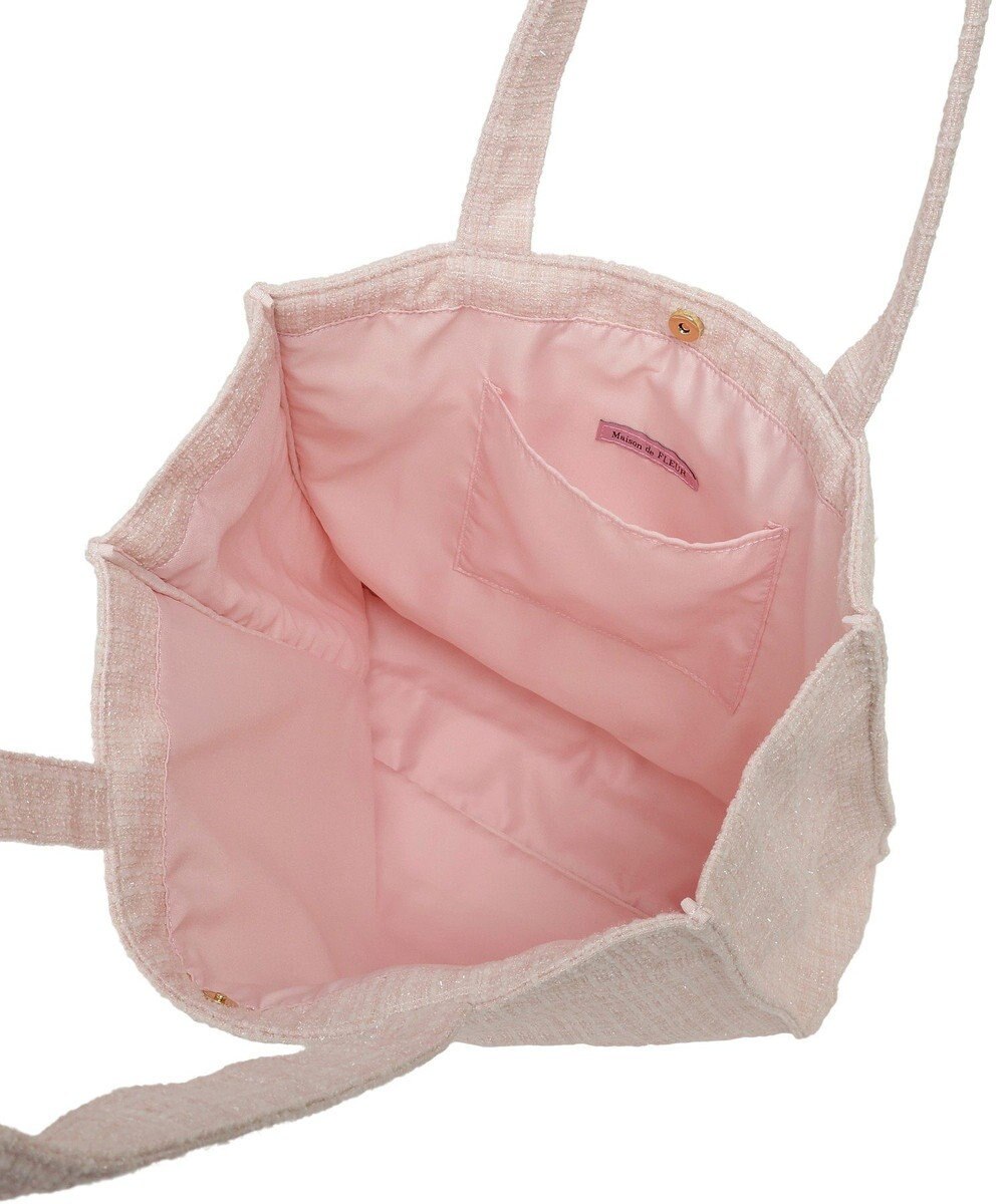 Maison de FLEUR ツイードロゴ刺繍スクエアトートバッグ 