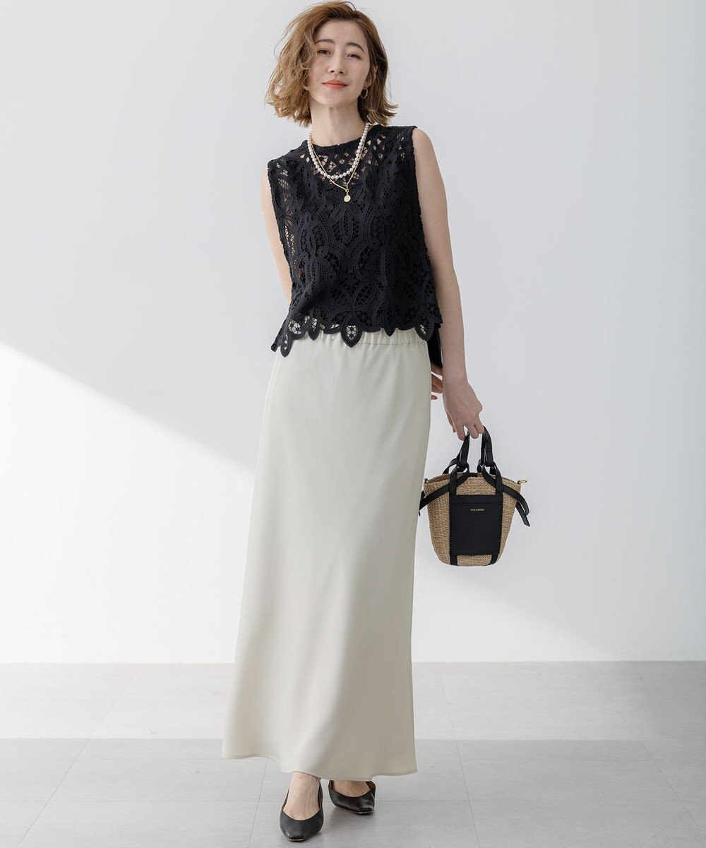 23区 【吸水速乾/防シワ】ジョーゼットサテン ナロー スカート 