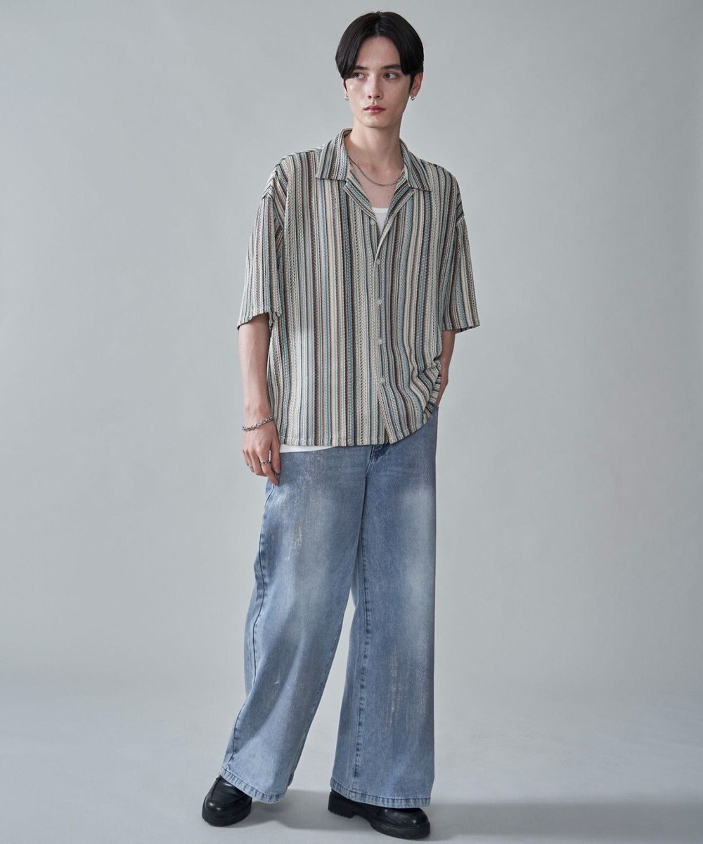 WEGO ストライプメッシュBIGシャツ（SS） 