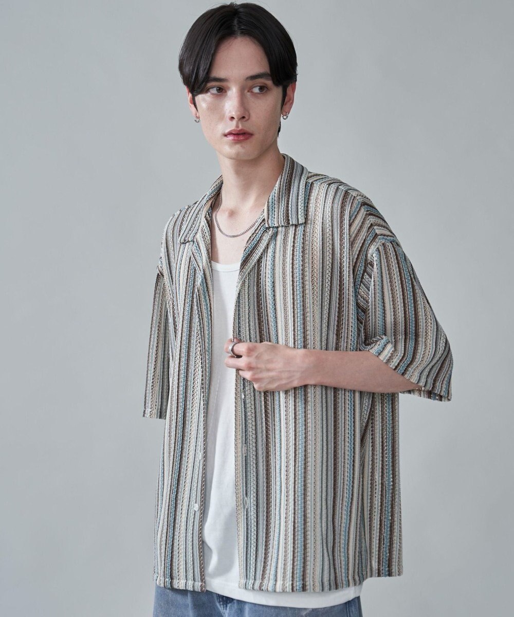 WEGO ストライプメッシュBIGシャツ（SS） 