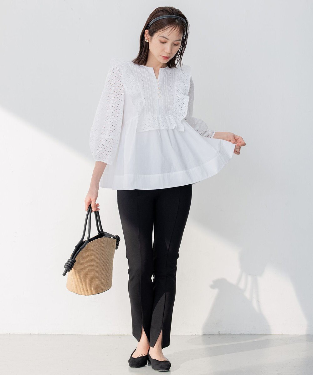 組曲 【WEB限定・ウエストゴム仕様】コンフォータブル スリットパンツ 