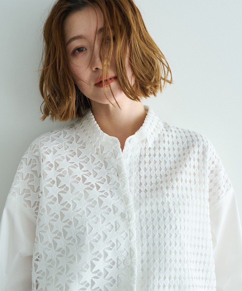 YECCA VECCA レースMIXレイヤードデザインシャツ 