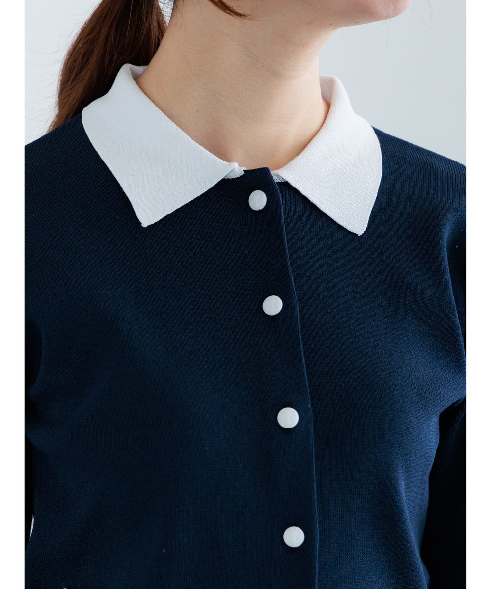 Te chichi 総針衿付きジャケットカーディガン 