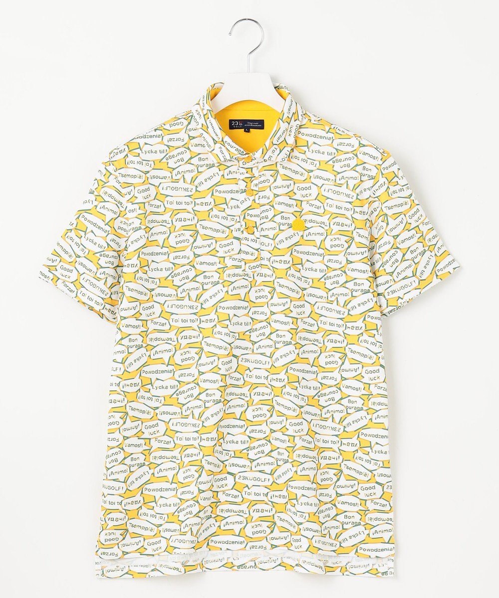 23区GOLF 【MEN】【吸水速乾/UVカット】YELL総柄プリントポロシャツ 