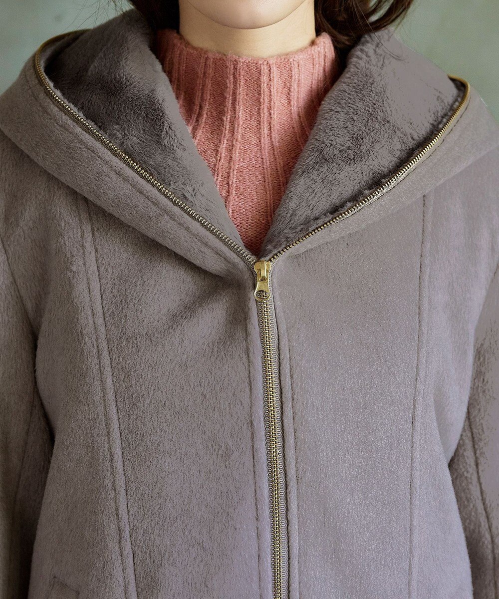 Tiaclasse モッサ風フード付きショートコート 