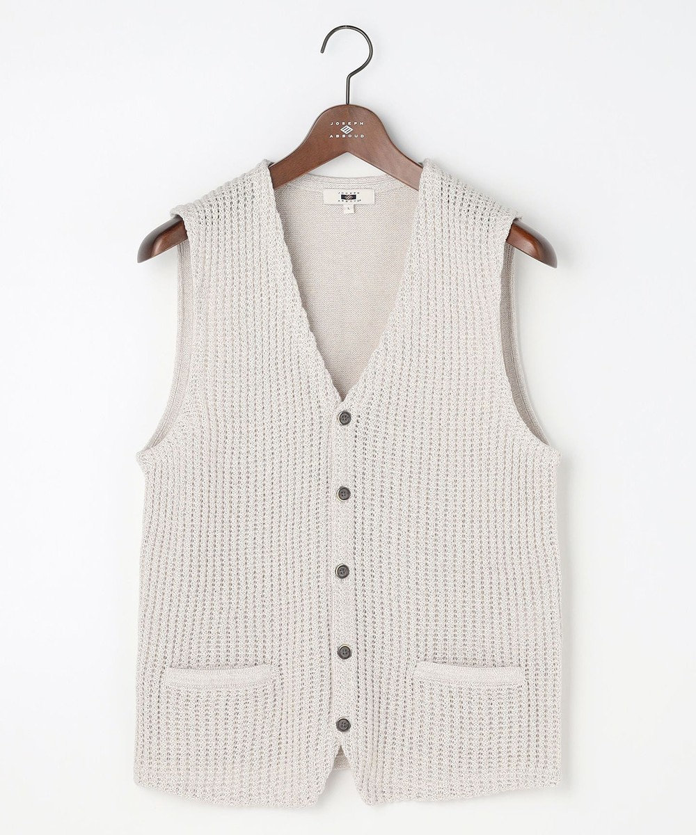 JOSEPH ABBOUD 【エコ素材和紙使用・日本素材】和紙杢メッシュクルーネック ニットジレ 