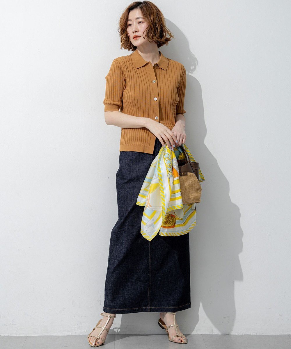 23区 【先行予約】ワイドリブ 五分袖 ポロニット 