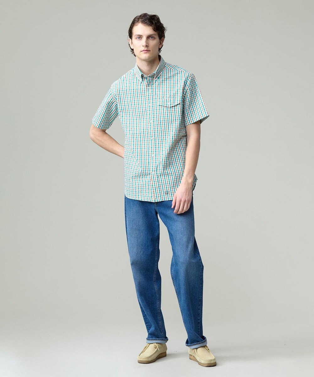 J.PRESS MEN 風が通るシアサッカーの清涼感【吸水速乾 / 高通気性】【クールマックス】サッカーギンガムチェック シャツ / B.D. 