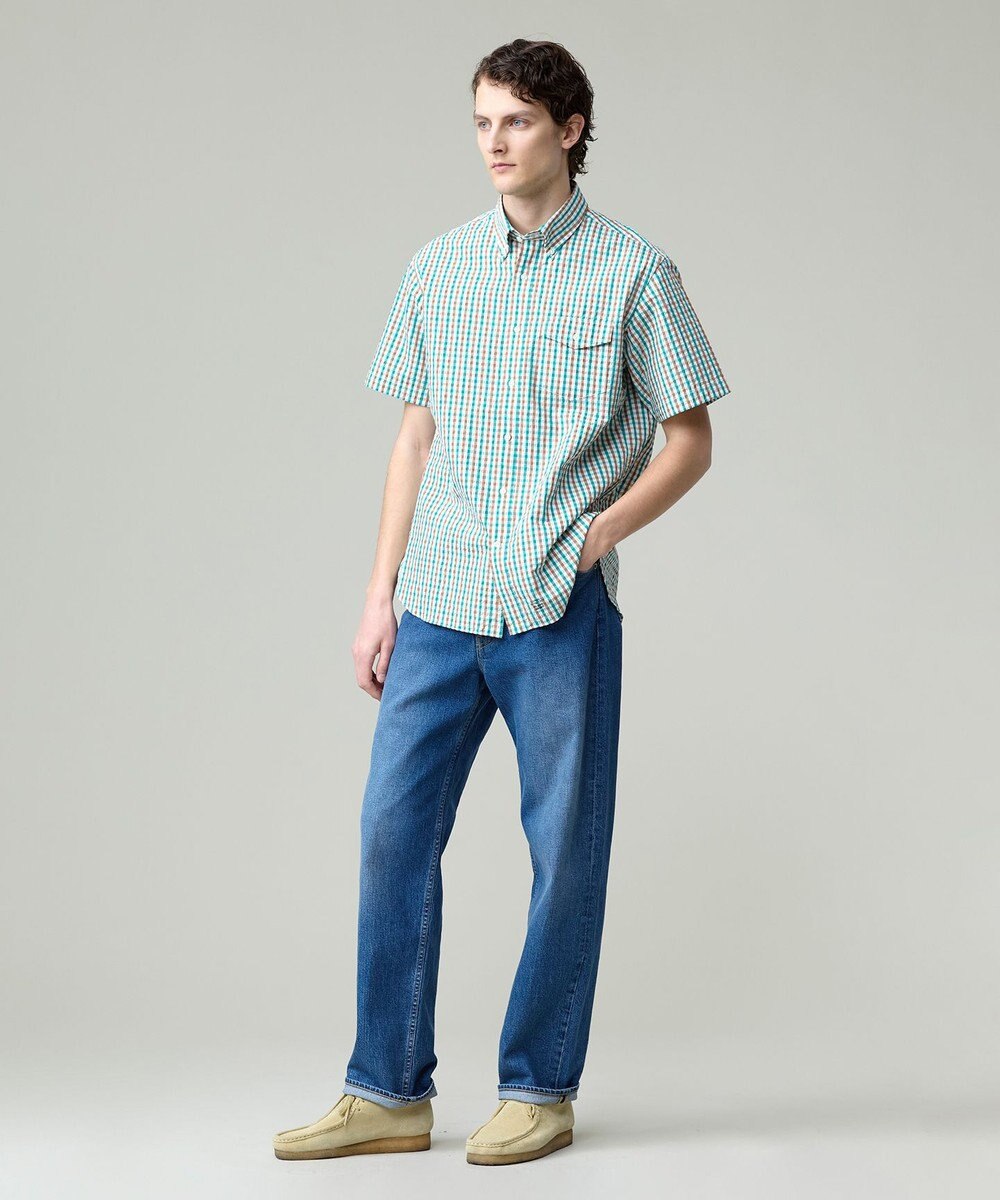 J.PRESS MEN 風が通るシアサッカーの清涼感【吸水速乾 / 高通気性】【クールマックス】サッカーギンガムチェック シャツ / B.D. 